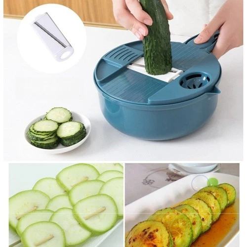 Picadora de verduras 12 en 1 picadora de alimentos rebanadora de mandolina multifuncional segura - Imagen 8 de 9
