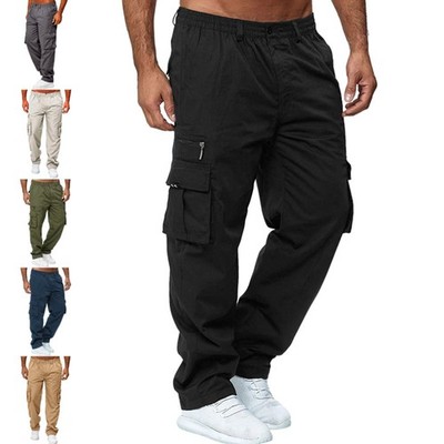 Mens Cargo Trousers Heavy Duty Comfortable with Large Pockets Stretch Waistband Pants Outdoor New