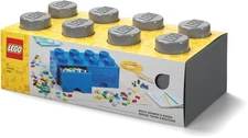 LEGO Stackable Storage Brick with 2 Drawers and 8 Knobs, Dark Grey [New Toy] G