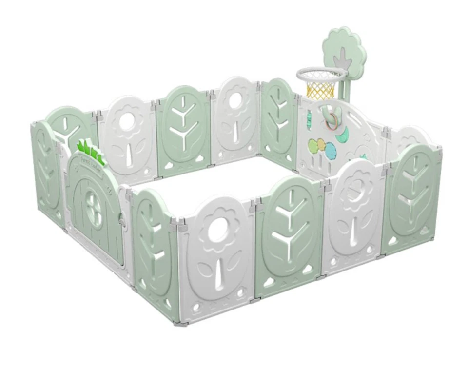 NUEVO Centro de actividades verde plegable de 14 paneles para bebés y mascotas parque infantil con puerta con cerradura Foto 3 de 4