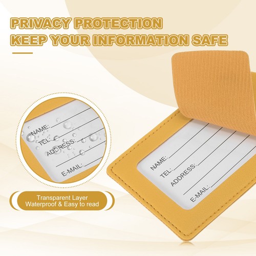 Leather Luggage Tag, 30 Pcs Pu Bag Tags for Suitcases Travel Essentials Yellow - Imagen 4 de 7