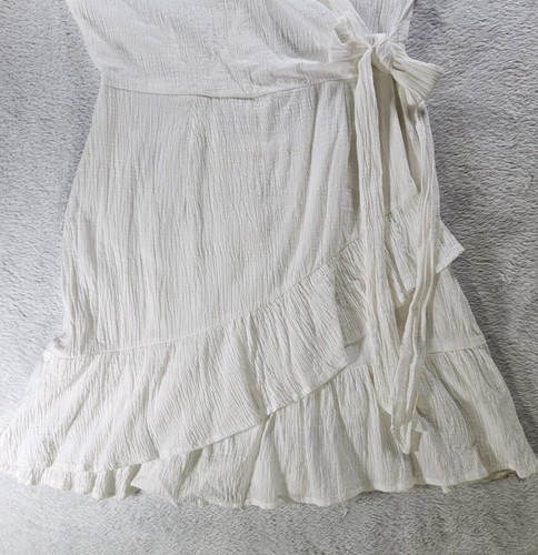 Princess Polly Mini Dress 100% Cotton White Faux Wrap Ruffle Feminine Romantic 4 - Picture 6 of 7