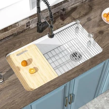 33" x 19" White Fireclay Workstation Kitchen Sink Single Bowl Dual Mount 🧼✨