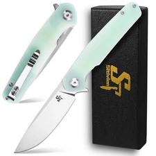 ST102 Folding Knife, D2 Steel Blade+G10 Handle Pocket Knife, EDC Tool Knife f...