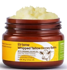 Organic Whipped Tallow and Honey Balm | Grass Fed Beef Tallow for Skin | 2.3 oz