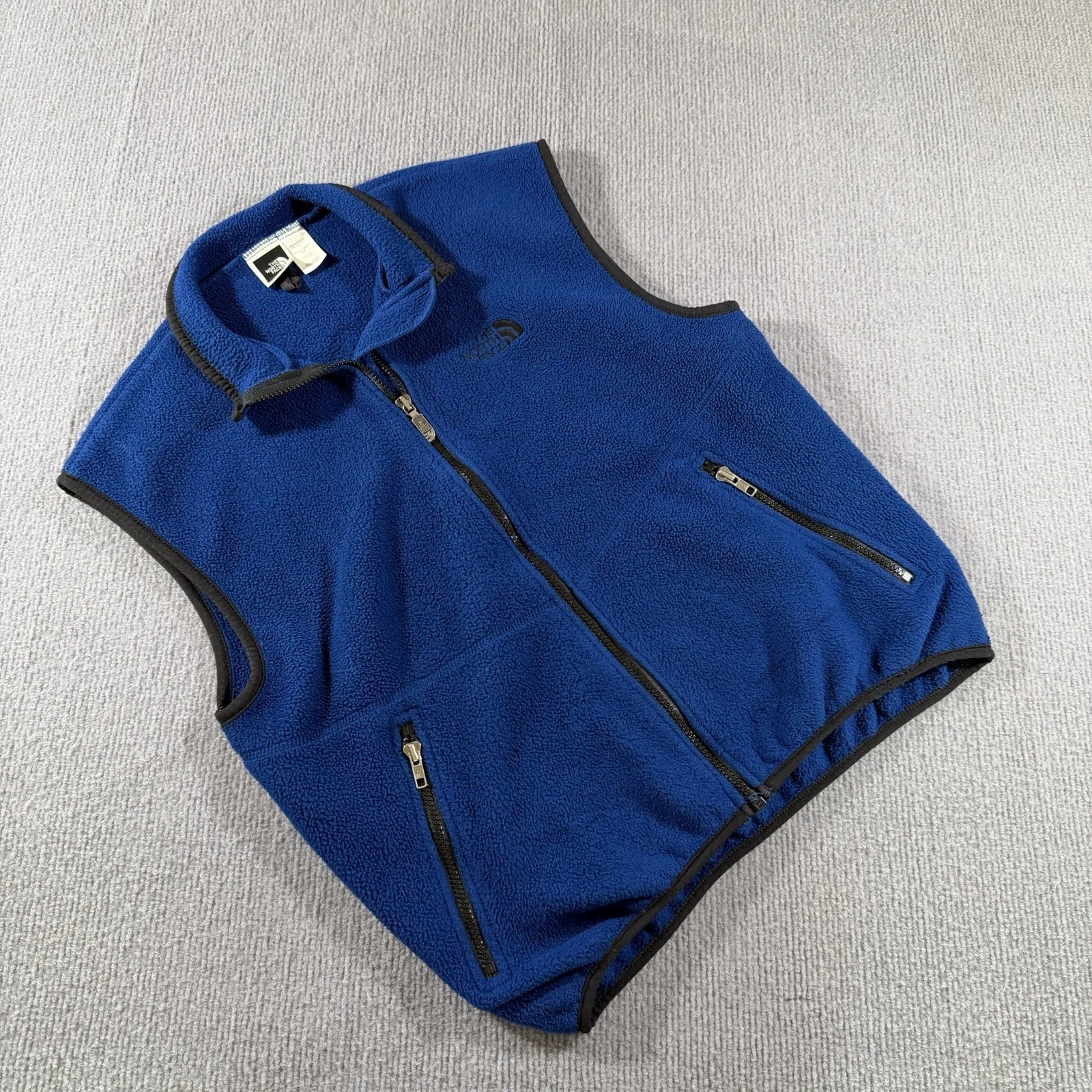 Vtg The North Face TNF Fleece Mens Vest Medium Blue Full Zip 90’s Hiking