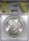 1904 Morgan Dollar ANACS MS62 Flashy Better Date $1