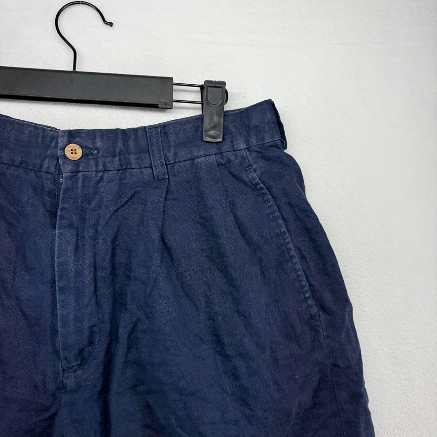 Pantalones Cortos Pussers Para Hombre 32 Azul Lino Azul Marino Preppy Ligero Isla De Colección y2k Foto 2 de 4