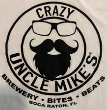 White with Black Logo Crazy Uncle Mike's Boca sz L ss crew