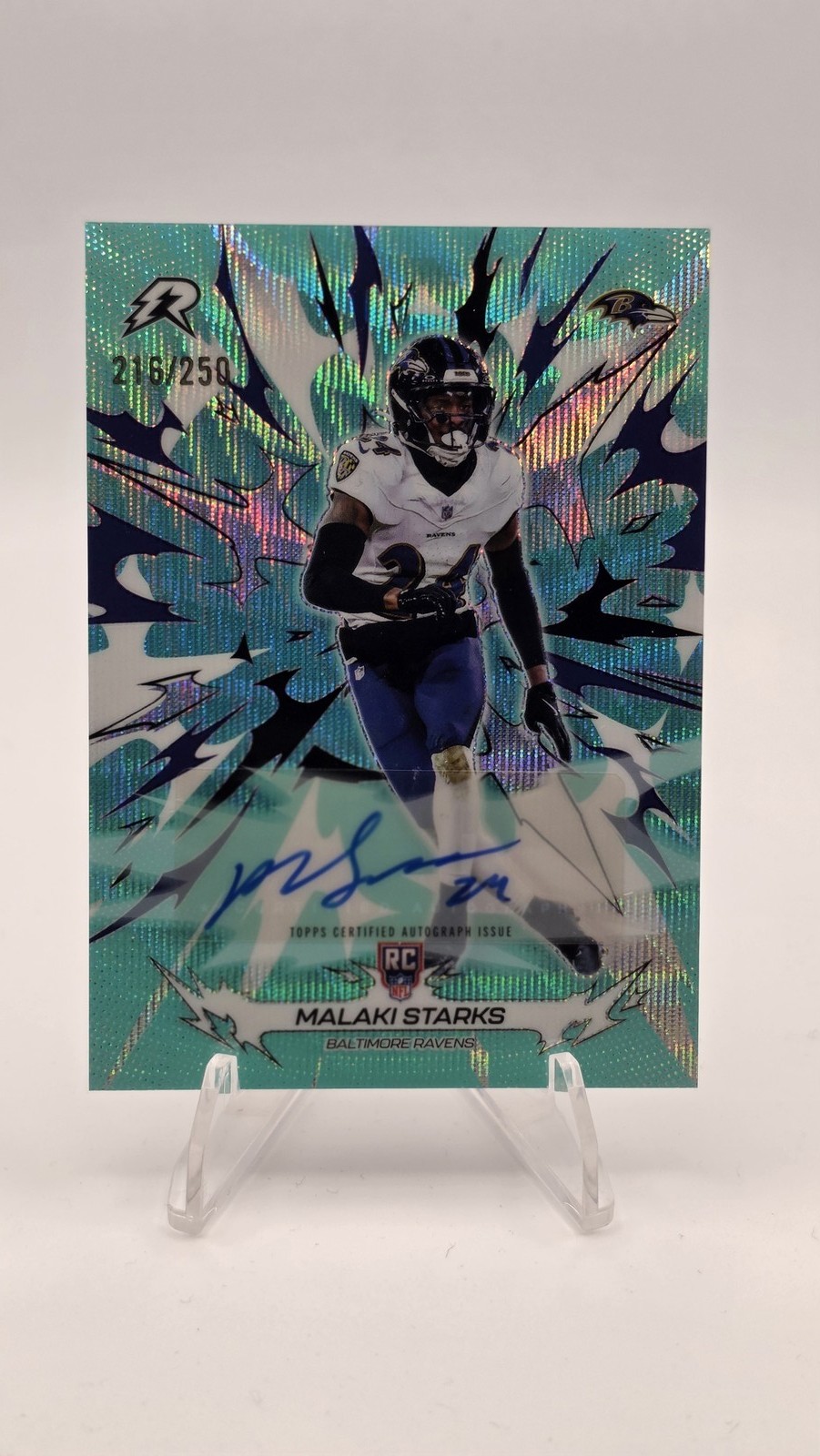2025 Topps Resurgence #107 Malaki Starks Signatures Aqua Surge Refractor #/250