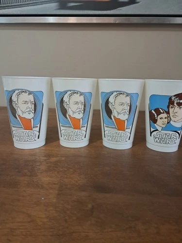 Vintage Star Wars 1977 Coca-Cola Slurpee Cups 7 Eleven 7-11 Lot of 4 cups