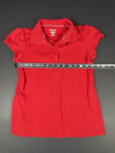 6 Girls Polo Shirts School Uniform Size M (10/12) Red & Navy Cat & Jack Look - Picture 8 of 15