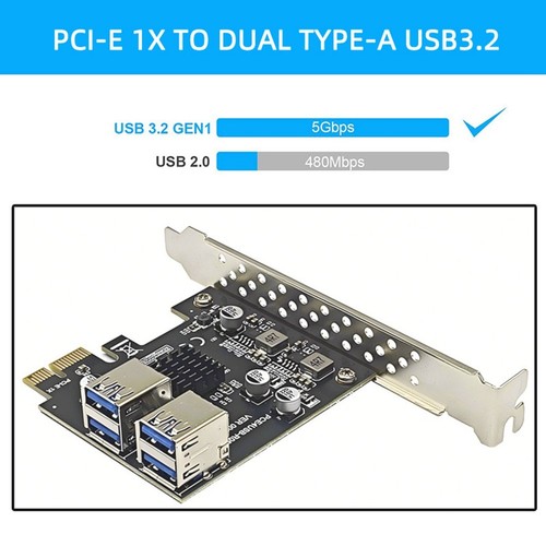 PCI-E 1X auf 4 Port USB 3.0 Erweiterungskarte USB3.2 GEN1 5Gbps PCI Express5653 - Bild 9 von 10