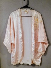 Vintage Victoria Secret Gold Label Blush Nightgown Jacket Top Embroidered Medium