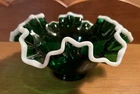 Fenton Emerald Green Snow Crest Bowl 3”
