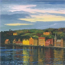 4x4 PRINT OF PAINTING SEASCAPE HOUSE RYTA SEA BEACH Coastal Boat Folk Art Ocean