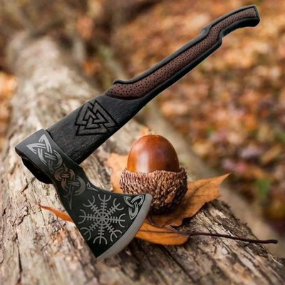 personalized Ragnar VIKING AXE Camping Axe with Rose Wood Shaft Bearded Axe.