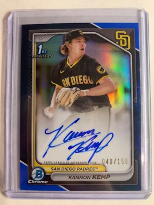 Kannon Kemp 2024 1st Bowman Chrome #D /150 BLUE REFRACTOR RC AUTO #CPA-KK