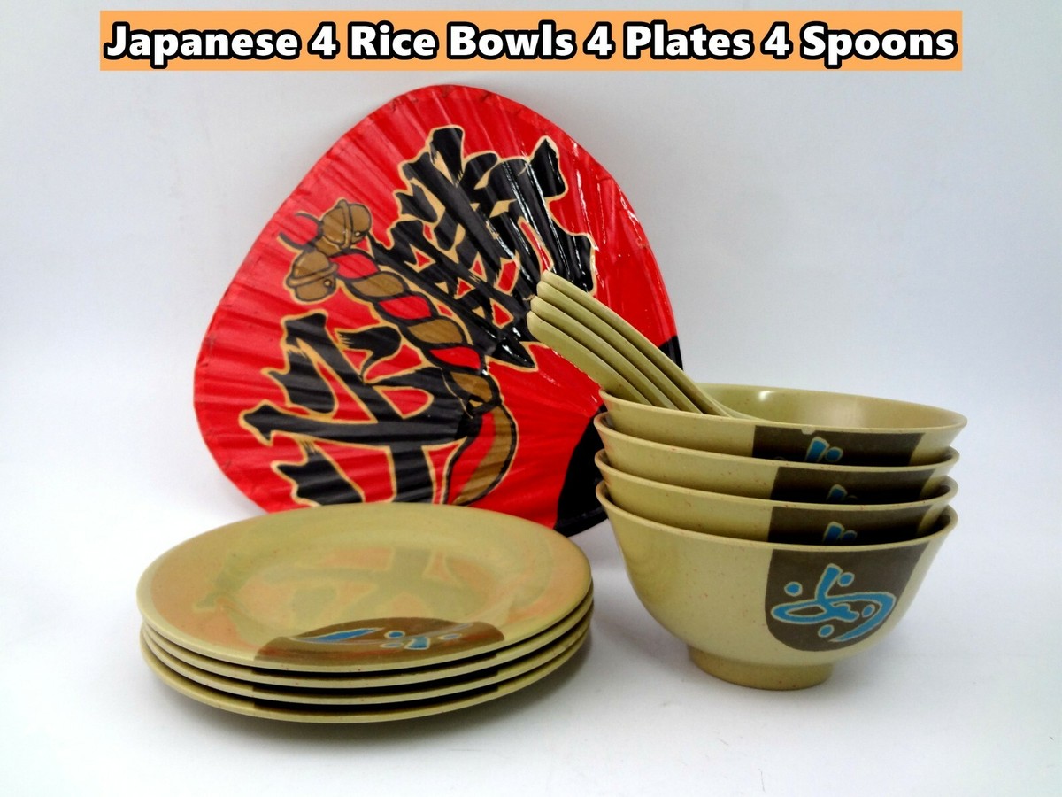Japanese Style Round Shallow Plate Rice Bowl Spoon 12 pcs/Set