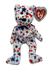 -R TY BEANIE BABY BABIES WITH TAG 4TH OF JULY PATRIOTIC RED BEAR 2003 STARS