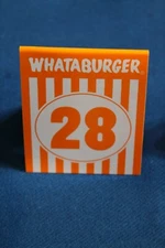 WHATABURGER TABLE TENT CARD ORDER NUMBER # 28 * NFL NASCAR NBA MICHAEL JORDAN