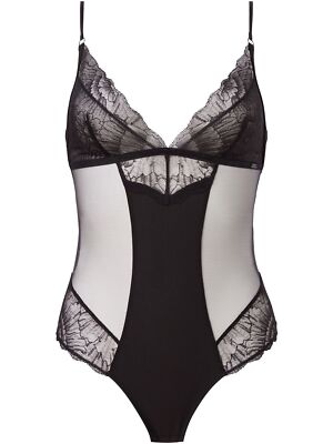 Calvin Klein Damen Nachtwäsche Dessous Bodysuit Schwarz 000QF6651E