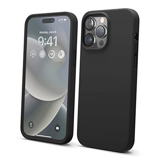 Compatible with iPhone 14 Pro Max Case, Liquid Silicone Case, Full Body Black