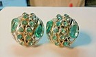 Vintage Jewelry: 1" Blue Rhinestone ClipOn Earrings 05-28-2019