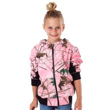 Trailcrest Girls' Pink Camo Full Zip Hooded Sweatshirt Hunting Jacket