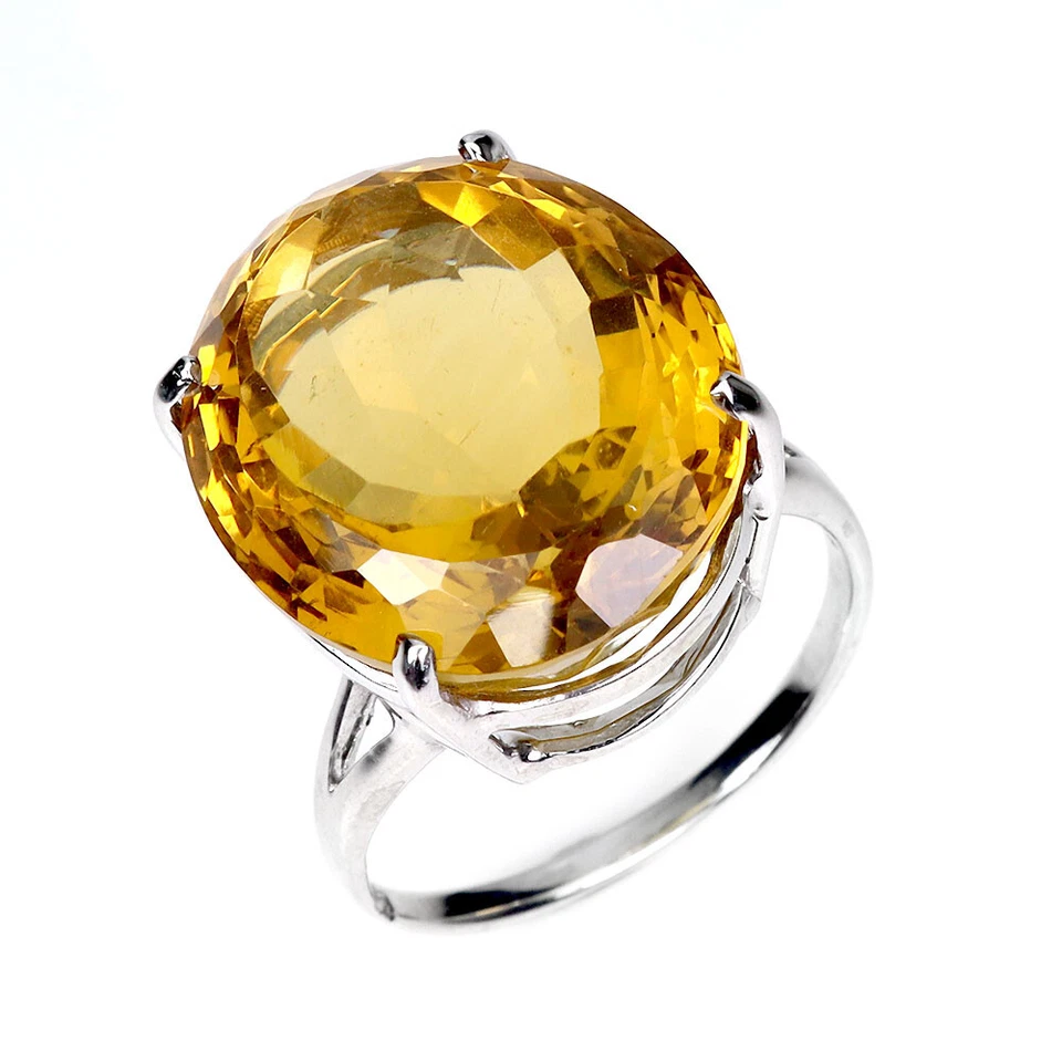 Summer 925 Silver Ring Oval Citrine 24ct Handmade Gemstone Jewelry Size 9.5 - Image 2 of 4