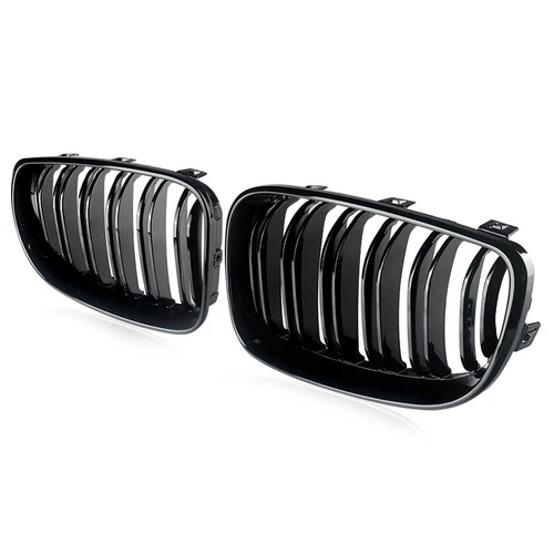 For BMW E81 E82 E87 E88 2008-11 Matte/Gloss Black Dual Slat Front Bumper Grille - Picture 6 of 18