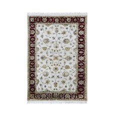 4'x6' Rajasthan Half Wool and Half Silk Thick and Plush Hand Knotted Rug R66779