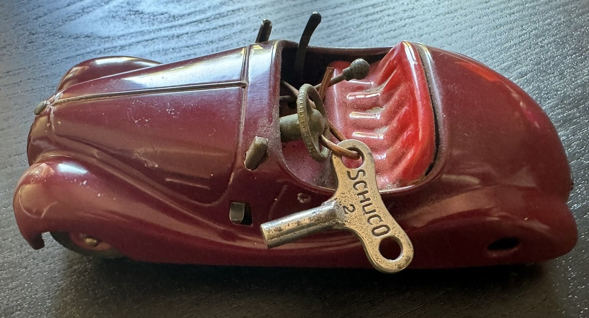 Schuco Examico 4001 Windup Metal Car Maroon Red Original Schuco Examico 4001 Windup Metal Car Maroon Red Original