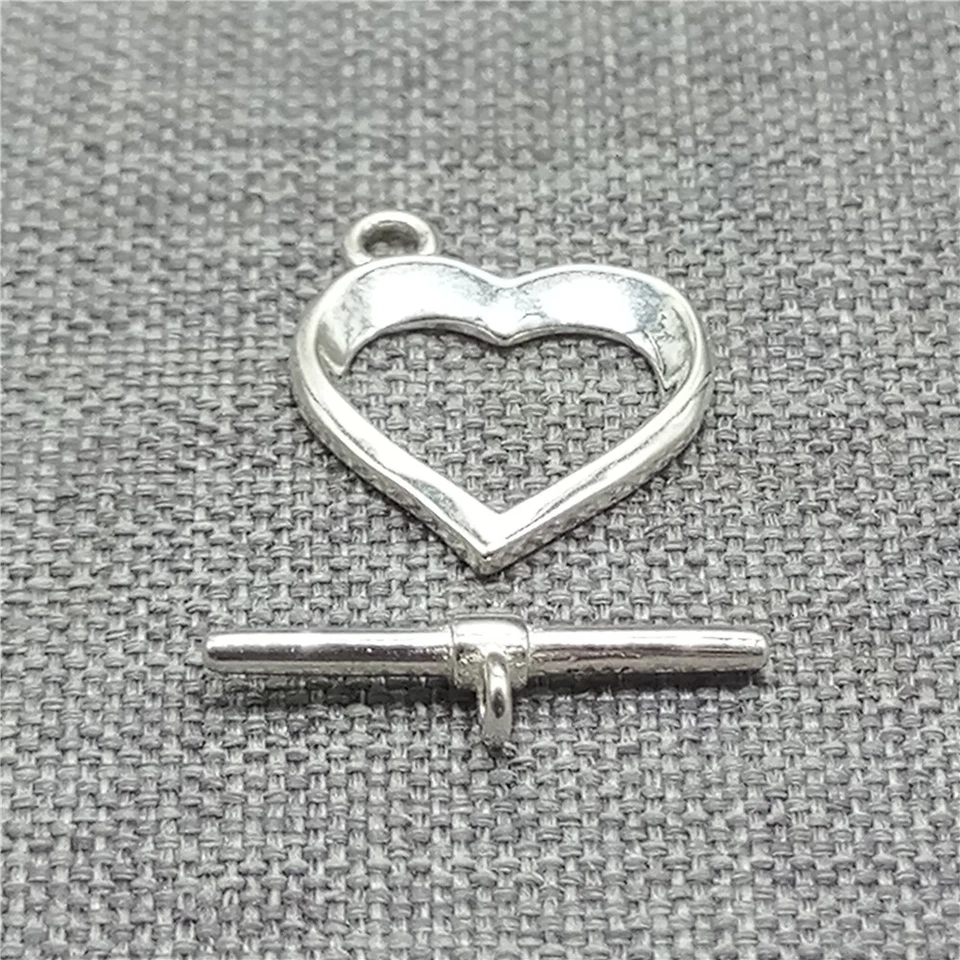 2 Sets of 925 Sterling Silver Heart Toggle Clasps for Jewelry Making - Image 4 of 4