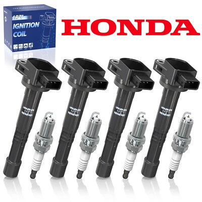 #ad OEM 4X Ignition Coils amp; Spark Plugs For Honda CR V Accord Element 2.4L UF311 $59.99