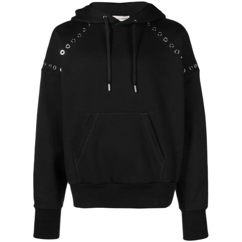 Felpa con cappuccio da uomo nera Alexander McQueen nuova con etichette impreziosita da occhiello TAGLIA L