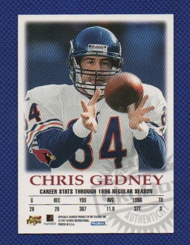 1997 SkyBox Premium Chris Gedney Autographics Signed Football Card Chicago Bears - Picture 2 of 3