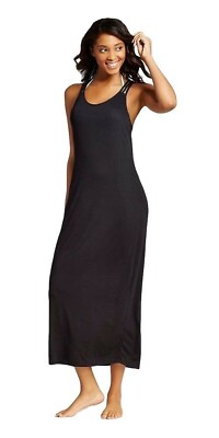 Black Maxi Dress Swimsuit Cover Up Caged Back 526230 10AF