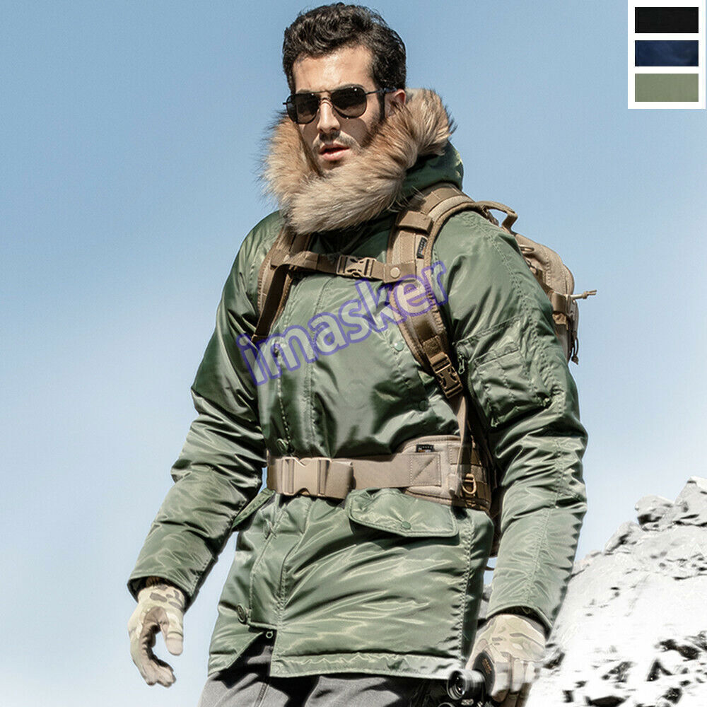 Military N3B Flight Jacket Parka Hooded Winter Cold Weather Cotton 