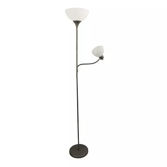 Simple Designs Floor Lamp with Reading Light Silver