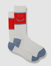 30 Paul Smith Men's White Red Cotton Logo Print Italy 1-Pair Socks One Size
