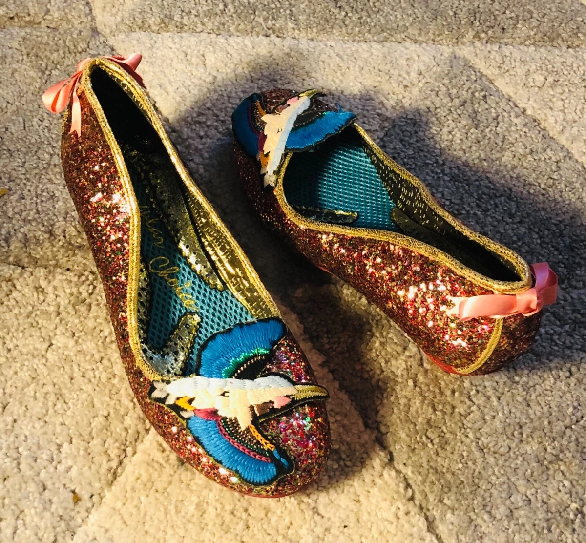 Irregular Choice Rare Birdie Pink Glitter Kitten Heels UK4 EU37