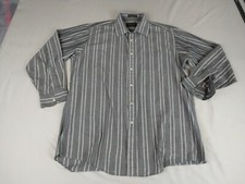 Botany 500 Button Down Shirt Mens 17 34/35 Gray/White Stripe Lightweight