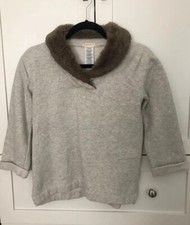 J.Crew Crewcuts Girls Fur Shawl Collar Sweatshirt Ivory Size 14