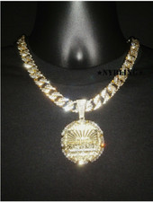 XL Last Supper Pendant with Miami Cuban Link Chain Necklace Jewelry 20 Inch Gold