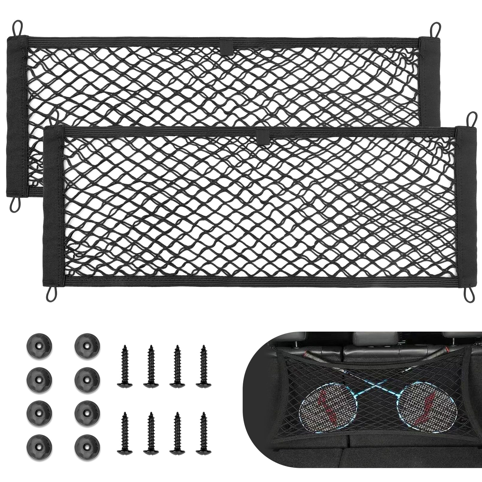 2-Pack Universal Elastic Cargo Net for Car RV Trunk Storage