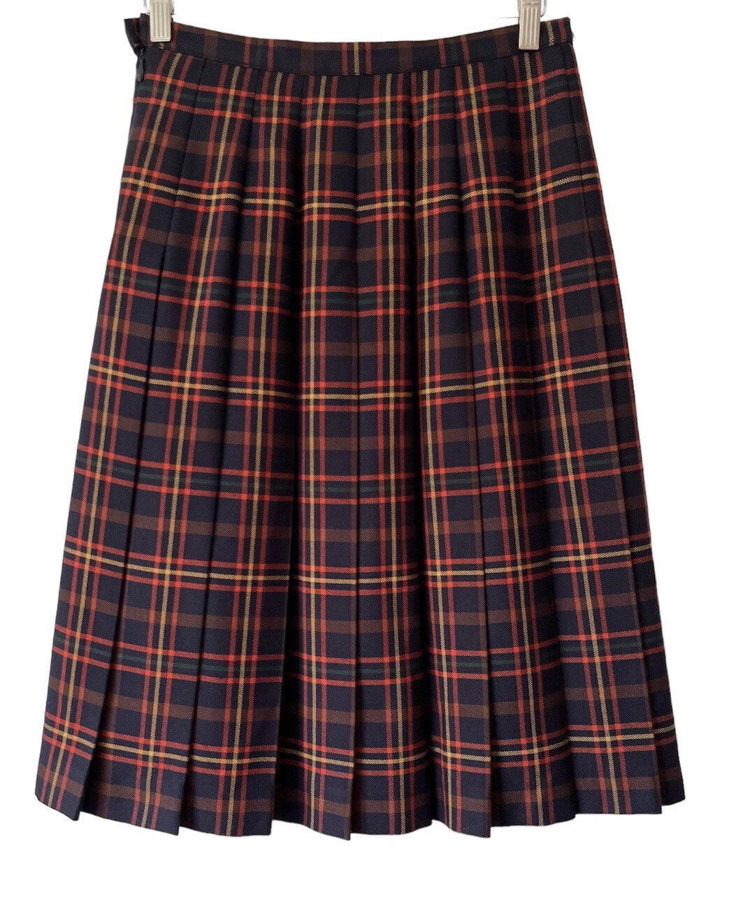Vintage 80’s Eastex Tartan Skirt Size 10 12 Pleated Navy Orange