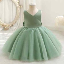 Baby Kids Green Lace Dress Children Sleeveless Princess Gown Girls White Dress