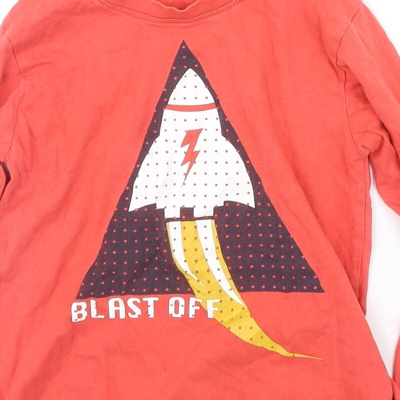 Nutmeg Boys Red Cotton Blend Basic T-Shirt Size 7 Years Crew Neck image 10