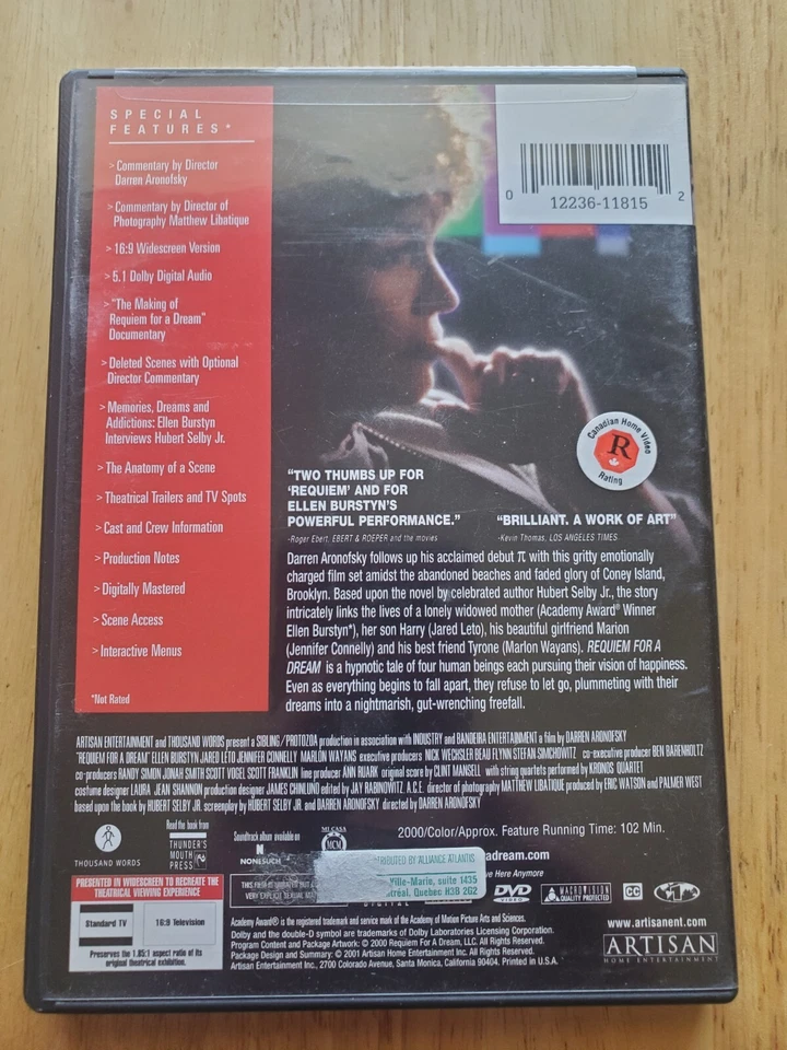 Requiem for a Dream DVD Director's Cut 2001 Artisan - Image 2 of 4
